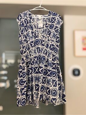 H&M Navy and White Printed Mini Dress